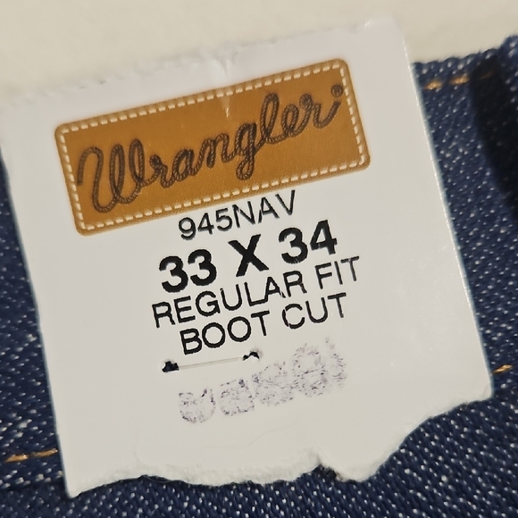 Wrangler Dark Blue Denim Jeans Bootcut Pants size 33x34 NEW - Picture 2 of 3